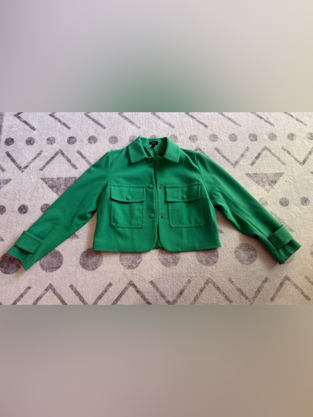 Express Bright Green Blouse with Classic Collar
